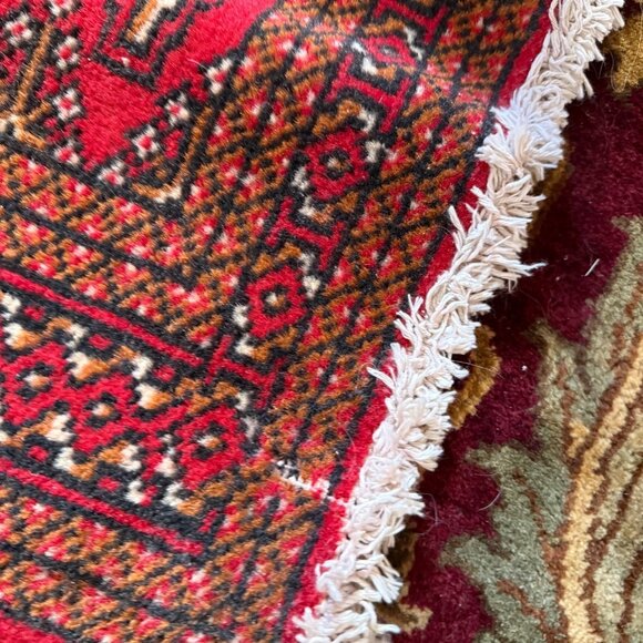 VTG Hand-Knotted All Wool Turkman-Style Oriental Sm Runner Rug Rustic Farmhouse - Picture 10 of 11